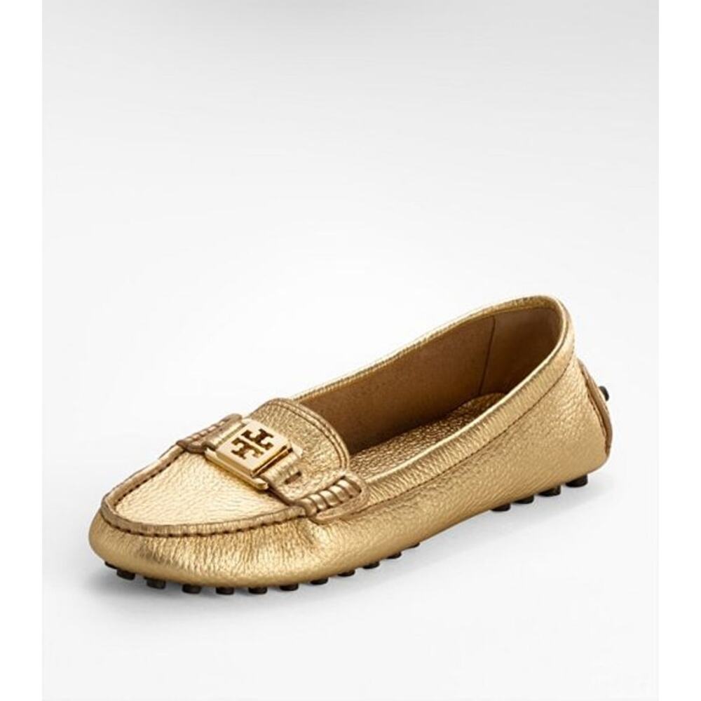 Tory Burch Metallic Gold Driving Loafers